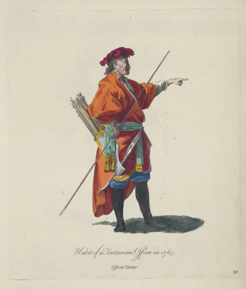 Habit of a Tartarian officer in 1765. Officier Tartar. av Charles Grignion