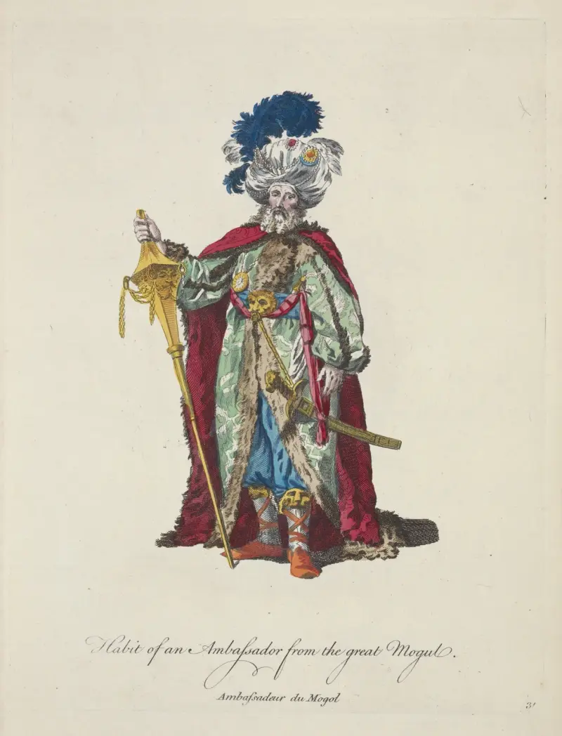 Habit of an ambassador from the great Mogul. Ambassadeur du Mogol. von Charles Grignion