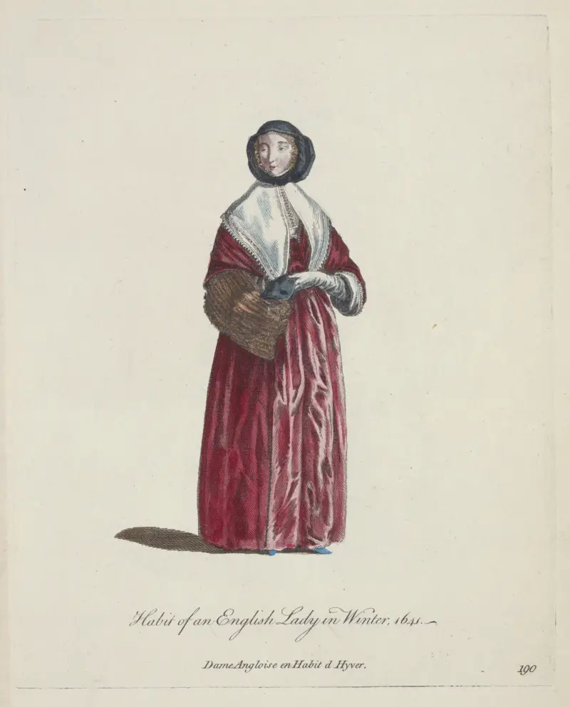 Strój angielskiej damy na zimę, 1641, Charles Grignion