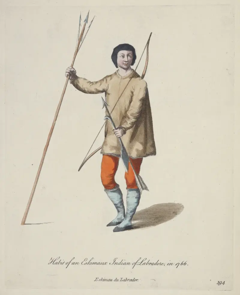 Tracht eines eskimoischen Indianers aus Labrador im Jahr 1766 von Charles Grignion