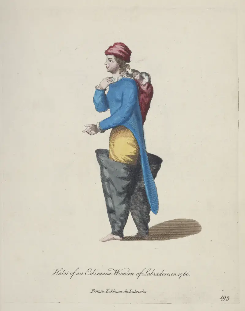 Tracht einer eskimoischen Frau aus Labrador im Jahr 1766 von Charles Grignion
