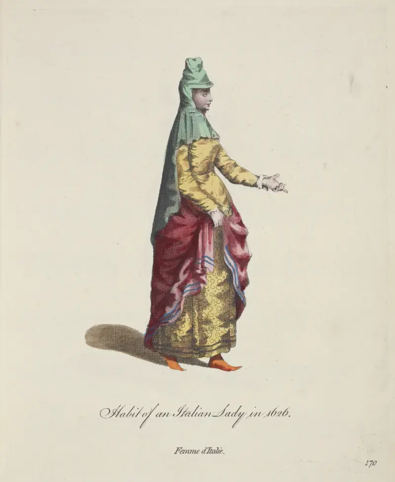 Dräkt från en italiensk dam 1626 av Charles Grignion