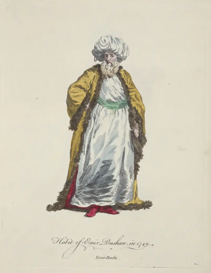 Habit of emir bashaw, in 1749. Emir-bachi. av Charles Grignion