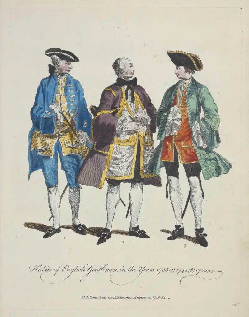 Zwyczaje angielskich dżentelmenów w latach 1735 (a), 1745 (b), 1755 (c), Charles Grignion