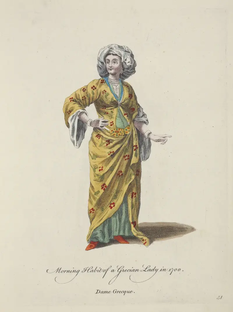 Morgongewohnheiten einer griechischen Dame im Jahr 1700. Griechische Dame. von Charles Grignion
