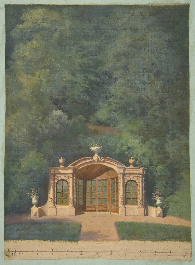 A garden pavilion in a forested landscape av Jules-Edmond-Charles Lachaise