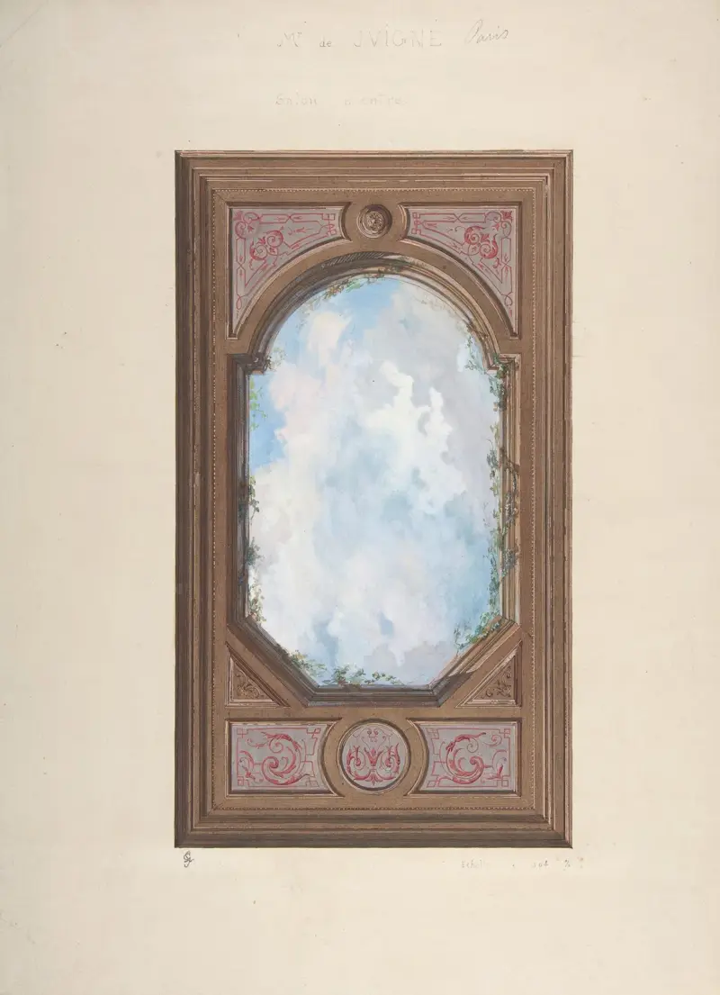Takutsmyckning för Salon d’Entrée, Hôtel de Monsieur de Juigne, Paris av Jules-Edmond-Charles Lachaise