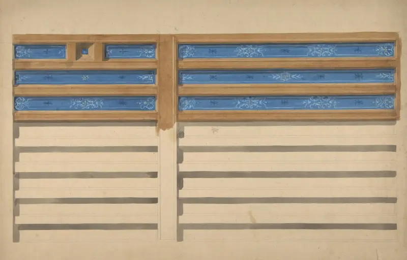 Design för kassettak med målade paneler av Jules-Edmond-Charles Lachaise