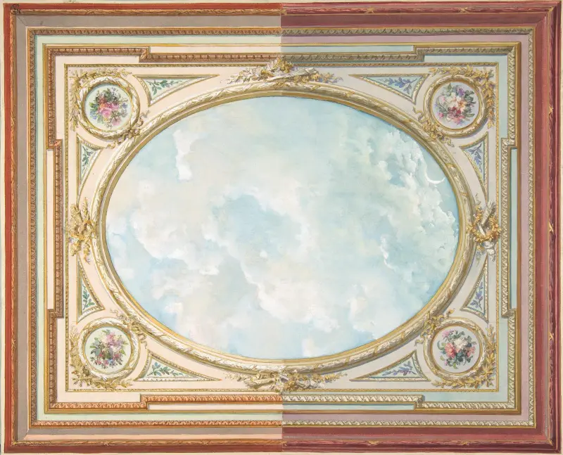 Design for a ceiling of trompe l’oeil sky av Jules-Edmond-Charles Lachaise