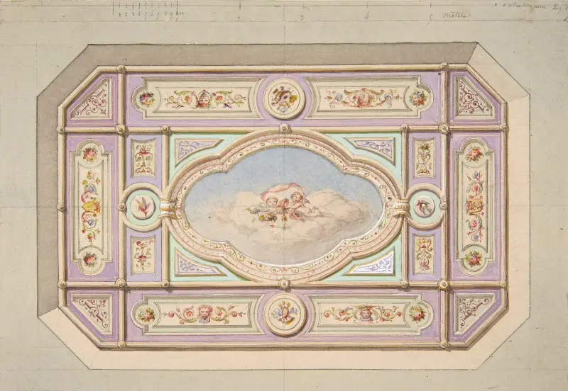 Takdekoration med putti av Jules-Edmond-Charles Lachaise