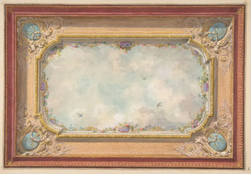 Takdekor med trompe l'oeil-himmel av Jules-Edmond-Charles Lachaise