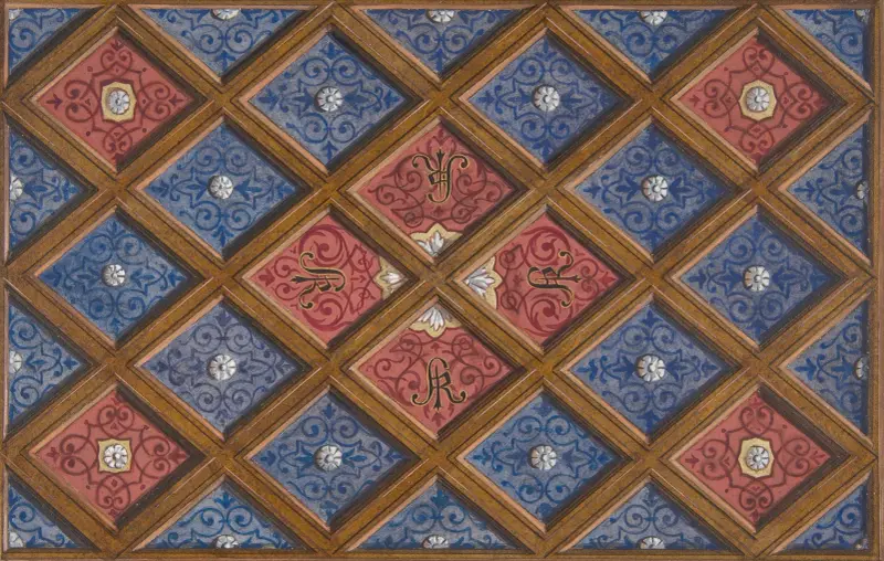 Design för ett kassettak med målade initialer; SRI av Jules-Edmond-Charles Lachaise