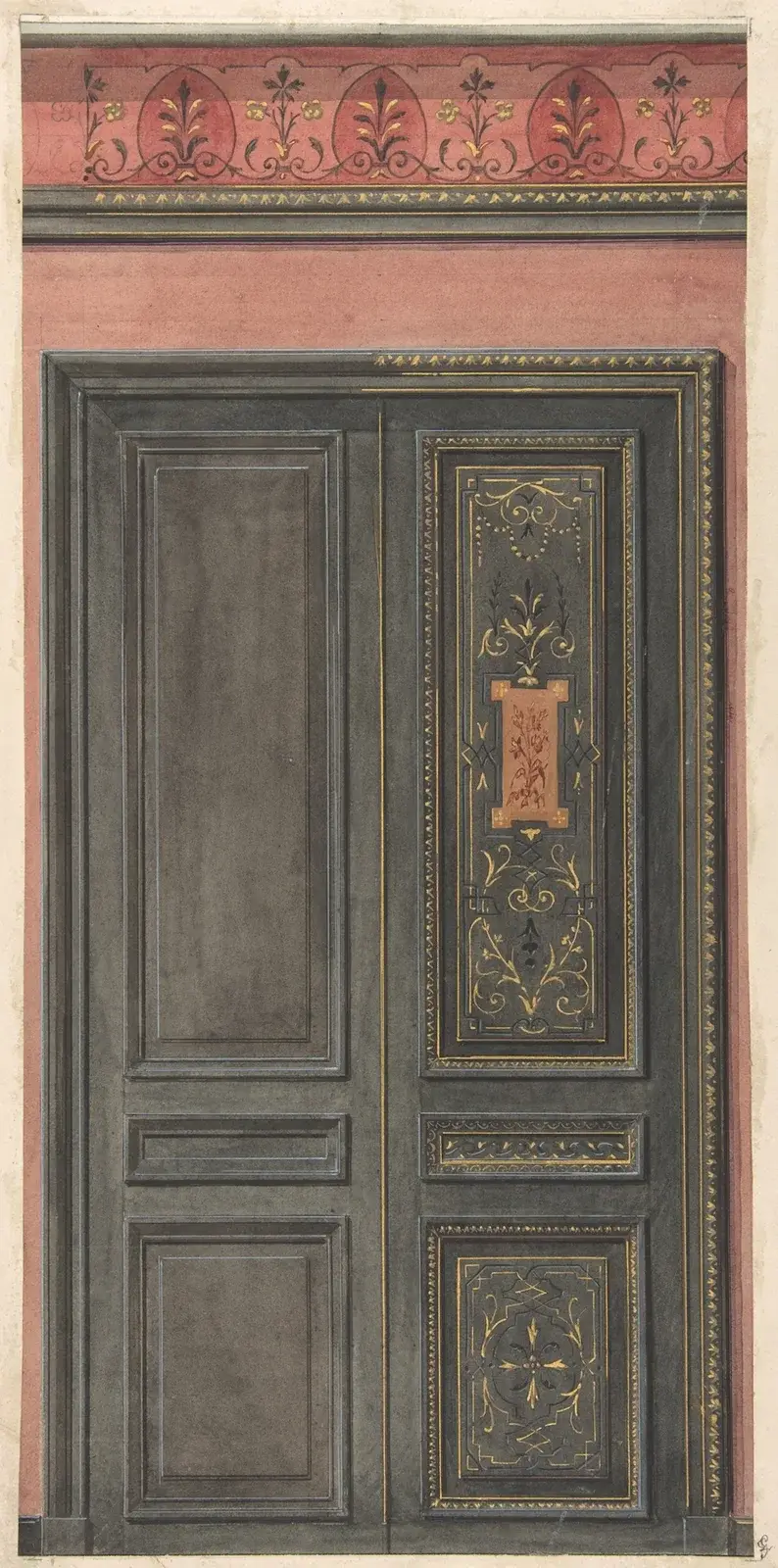 Förslag till dörr (1800-talet) av Jules-Edmond-Charles Lachaise