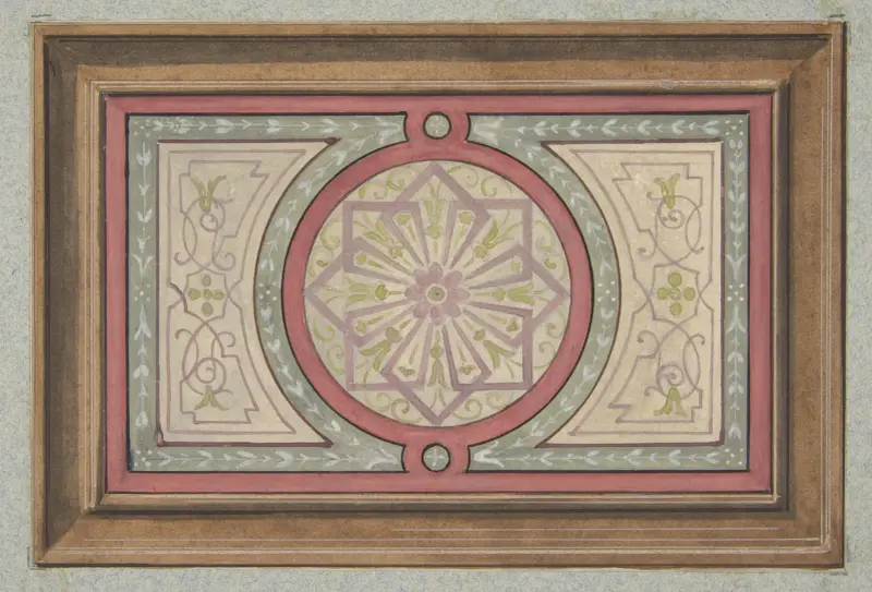 Design för en inramad panel med målad dekor av Jules-Edmond-Charles Lachaise