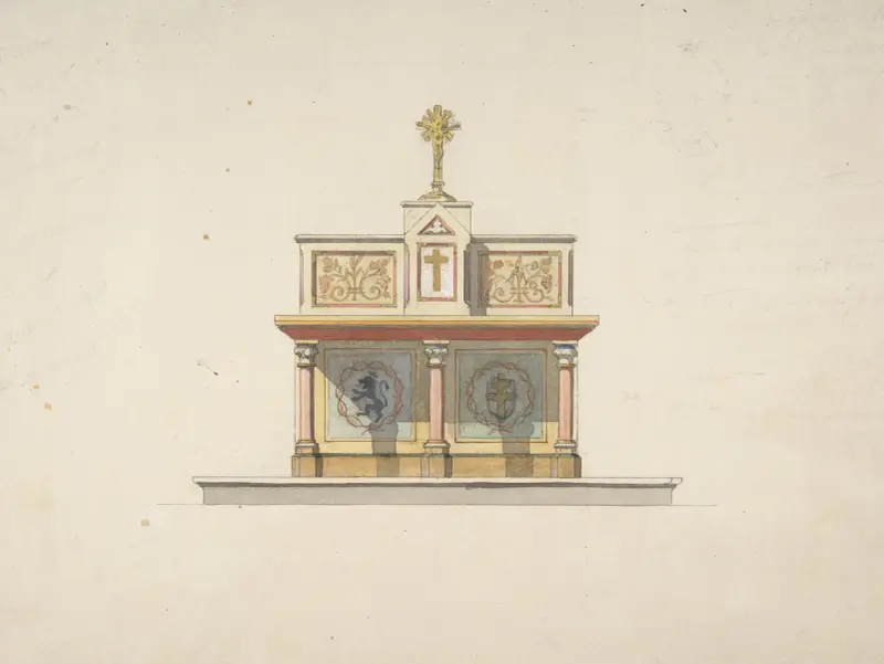 Design för ett altarbord med krucifix av Jules-Edmond-Charles Lachaise