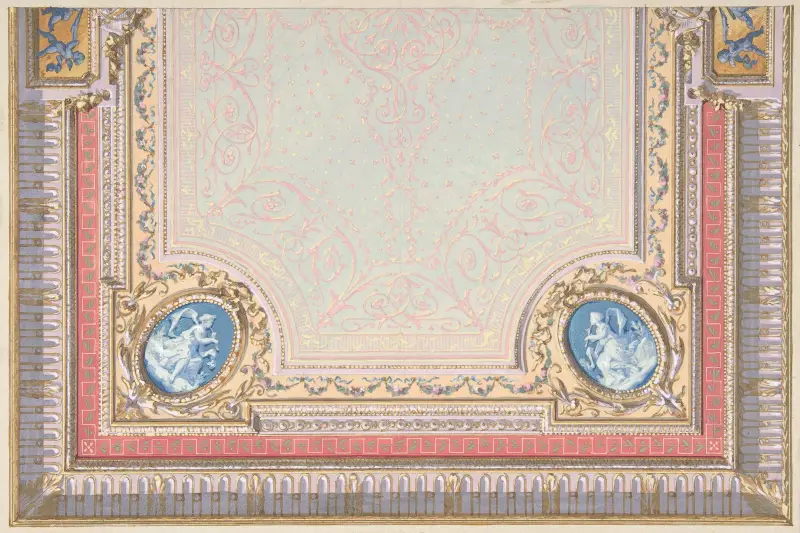 Takdekor för sovrum, Hôtel Hope av Jules-Edmond-Charles Lachaise
