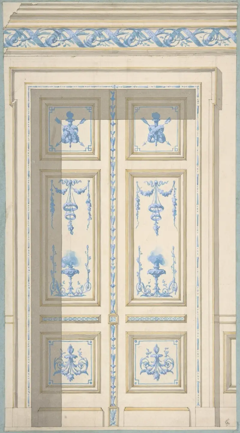 Förslag till sovrumsdörrar, Hôtel de Jagan av Jules-Edmond-Charles Lachaise