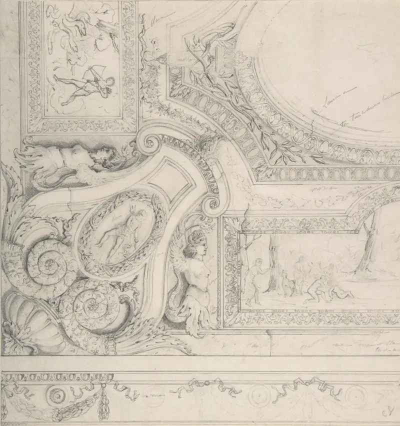 Takdesign för Fontainebleau (1800-talet) av Jules-Edmond-Charles Lachaise