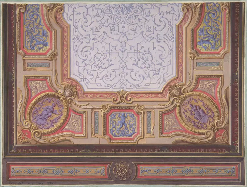 Design for Ceiling of Grand Salon, Hôtel Hope av Jules-Edmond-Charles Lachaise