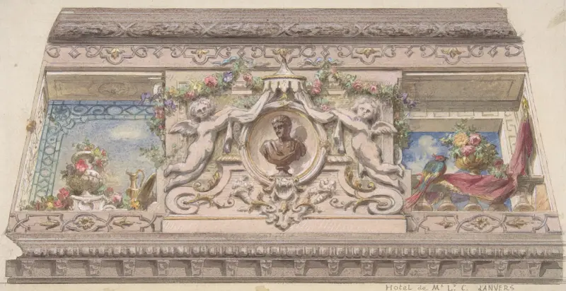 Design för Cove, Hôtel Cahen d'Anvers (1800-talet) av Jules-Edmond-Charles Lachaise