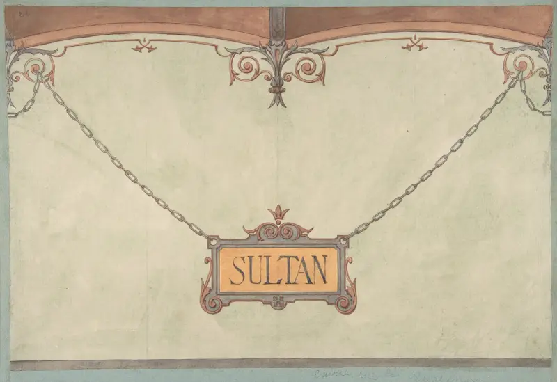 Design for Decorated ‘Sultan’ Plaque for Stable Wall, Hôtel Candamo av Jules-Edmond-Charles Lachaise