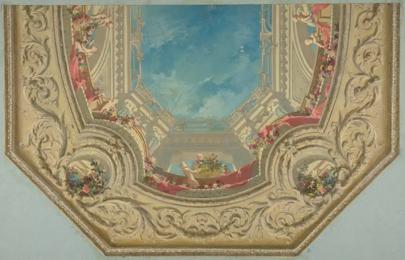 Takformgivning för åttkantigt tak i Pless-huset, Berlin av Jules-Edmond-Charles Lachaise