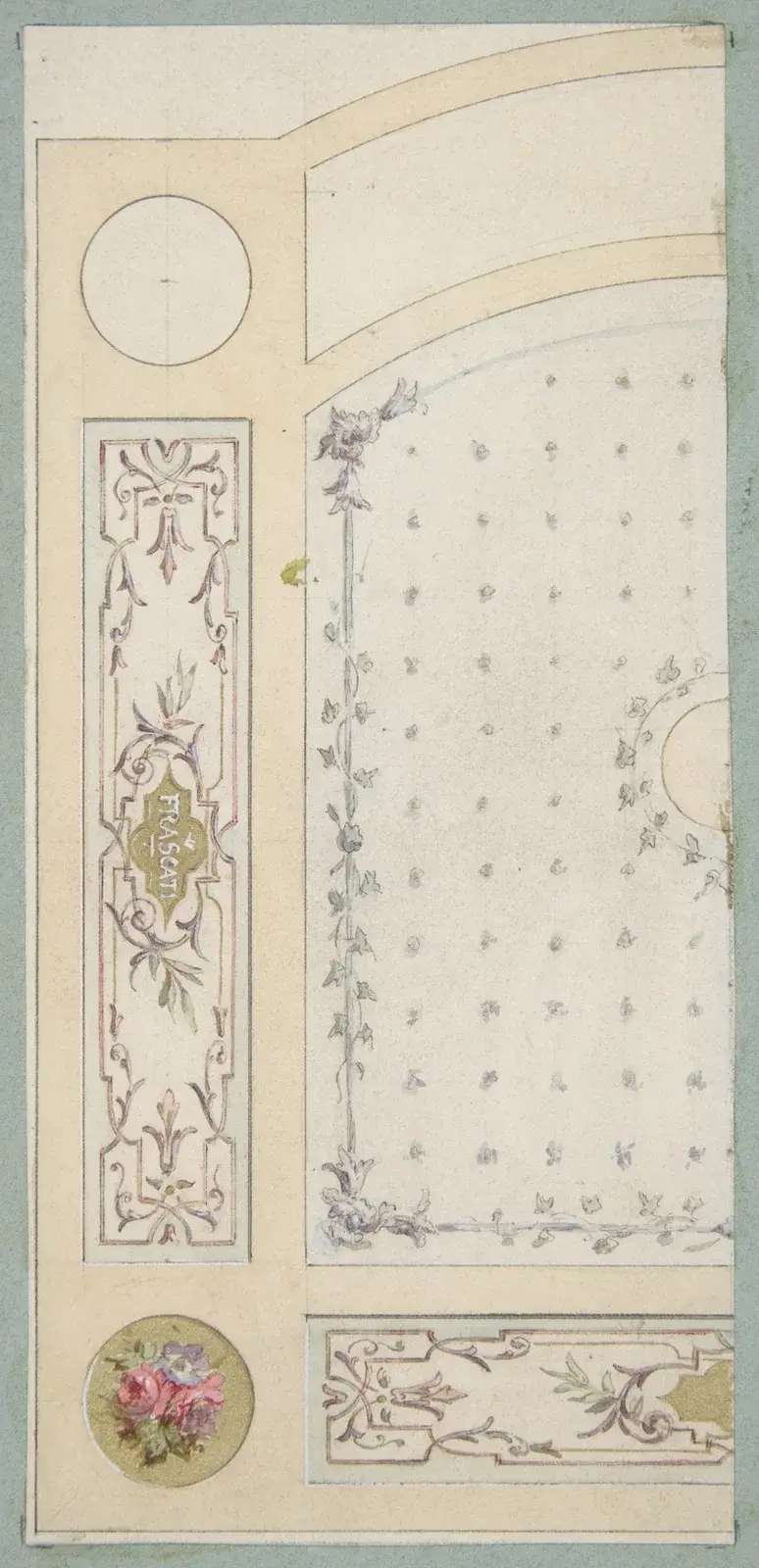 Design för målad dekoration av vägg- eller takpaneler, med ordet ”Frascati” (1800-tal) av Jules-Edmond-Charles Lachaise
