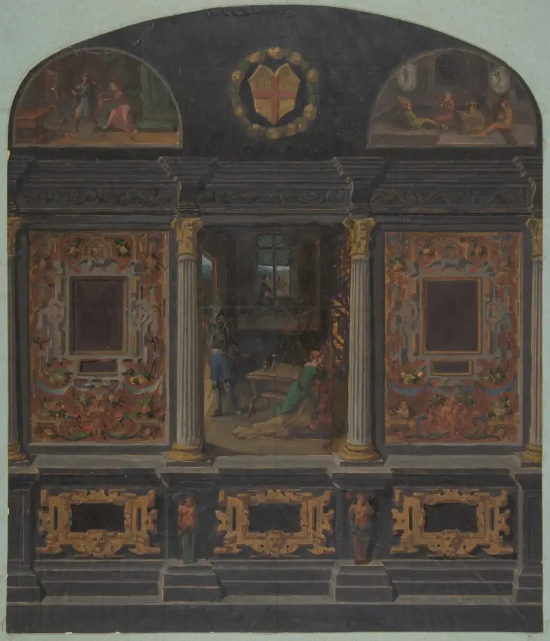 Design for painted wall decoration in the Château de Lude, Sarthe av Jules-Edmond-Charles Lachaise
