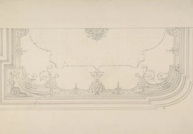 Design for the decoration of a wiling with strapwork and rinceaux av Jules-Edmond-Charles Lachaise