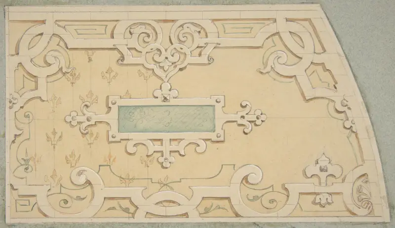 Entwurf für die Dekoration des Treppenhauses im Château d'Ognon (Oise, Frankreich) von Jules-Edmond-Charles Lachaise