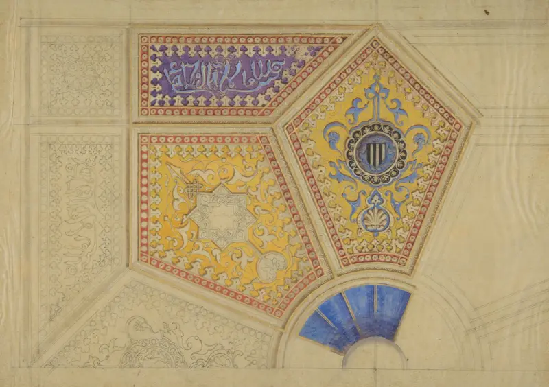 Design för målad dekor av kassettak (1800-talet) av Jules-Edmond-Charles Lachaise
