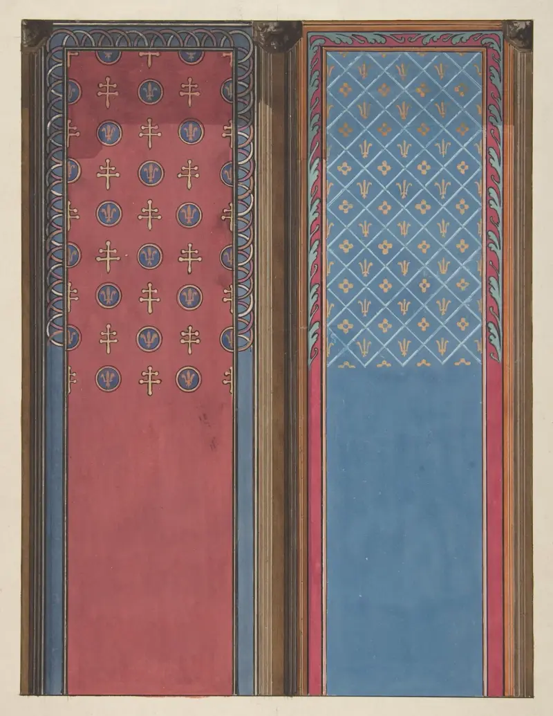 Design för målad paneldekor av Jules-Edmond-Charles Lachaise