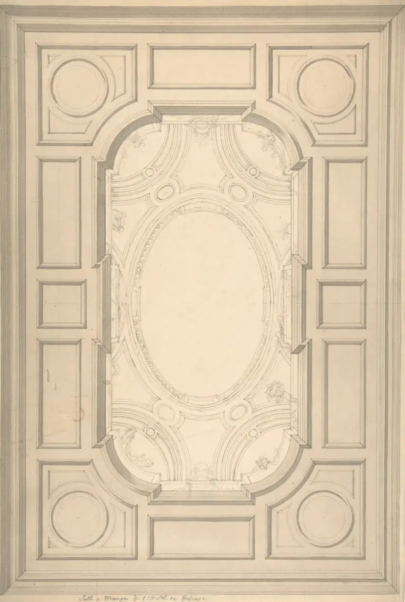 Design för trompe l'oeil-tak i matsalen, Hôtel de Trévise av Jules-Edmond-Charles Lachaise
