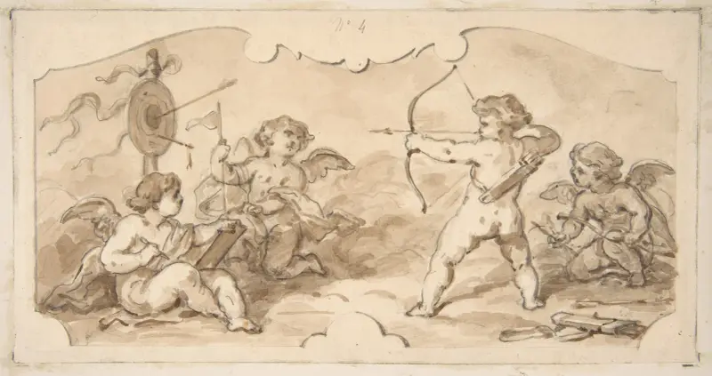 Design av putti i lek av Jules-Edmond-Charles Lachaise