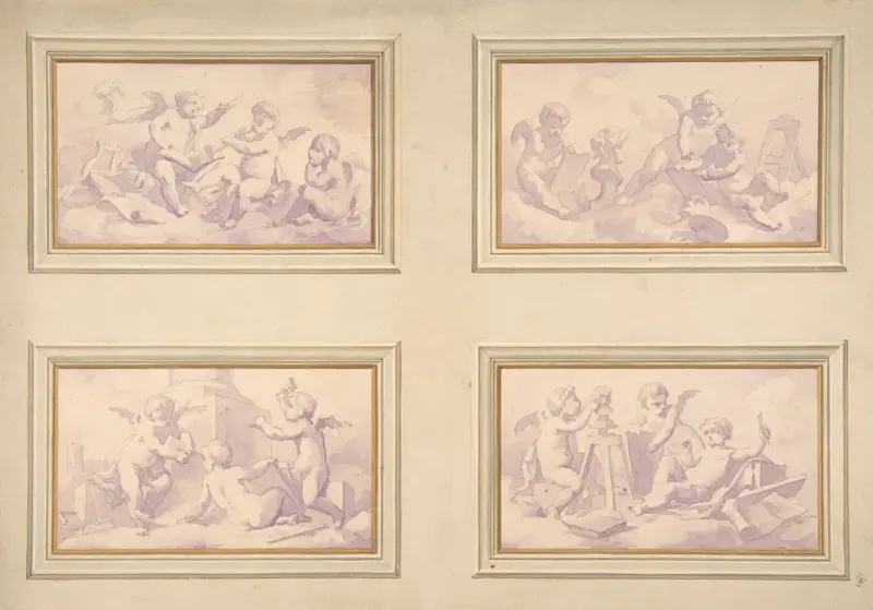 Designs featuring the allegories of the arts av Jules-Edmond-Charles Lachaise