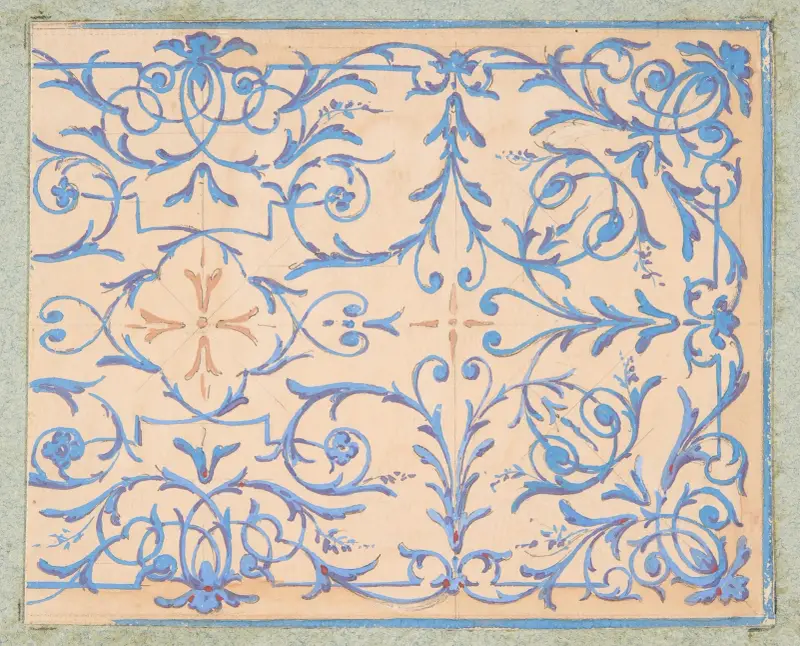 Del av design för en dekorativ panel med rinceaux av Jules-Edmond-Charles Lachaise