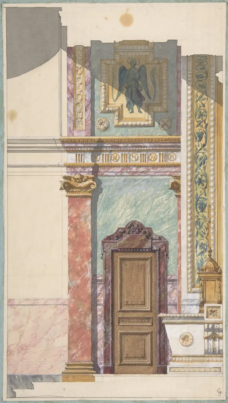 Sidovy av altardesign (1800-talet) av Jules-Edmond-Charles Lachaise