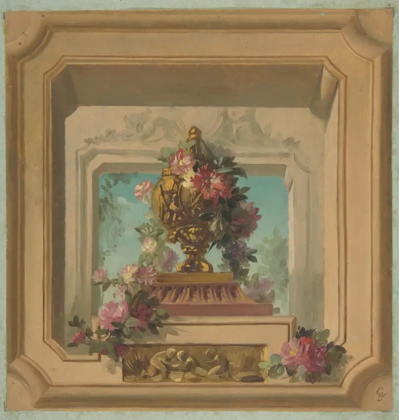 Trompe l'oeil-design för ett tak av Jules-Edmond-Charles Lachaise