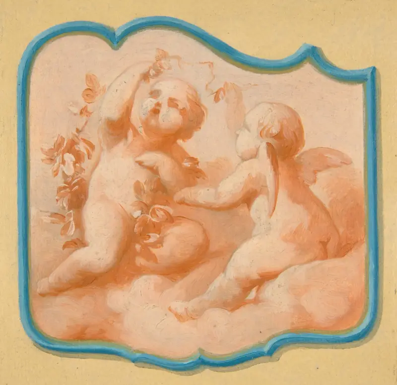 Två putti på moln av Jules-Edmond-Charles Lachaise