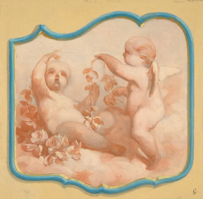 Två putti på moln av Jules-Edmond-Charles Lachaise