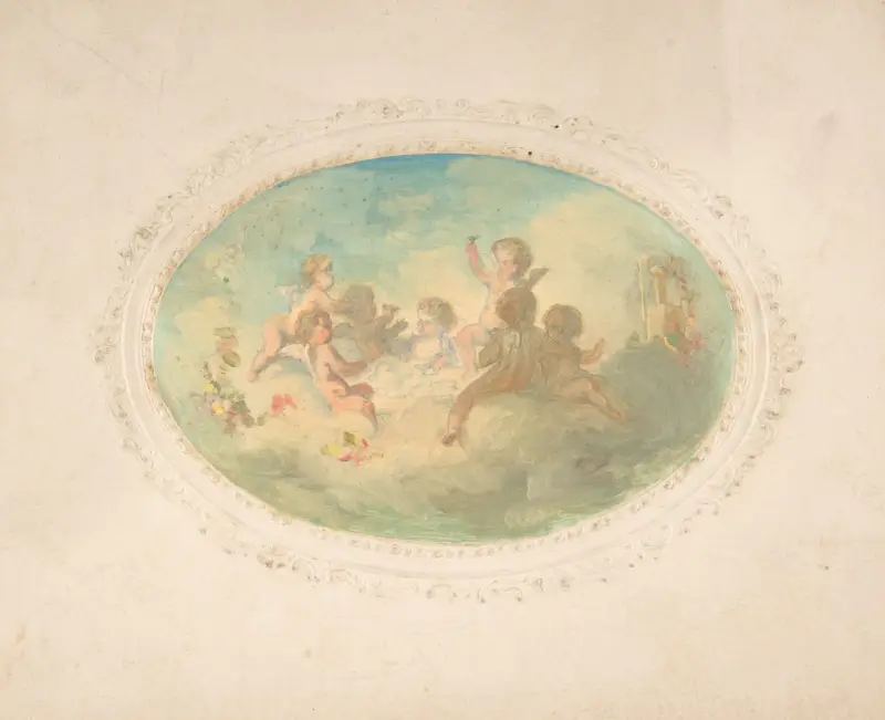 Bevingade putti vid en bankett av Jules-Edmond-Charles Lachaise