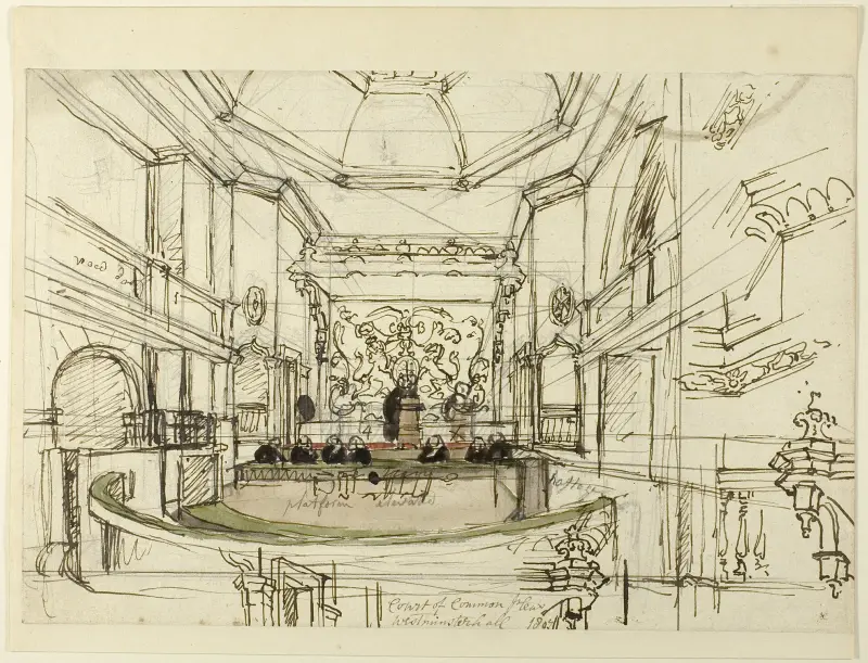 Studie för Court of Common Pleas, Westminster Hall, ur Microcosm of London av Augustus Charles Pugin