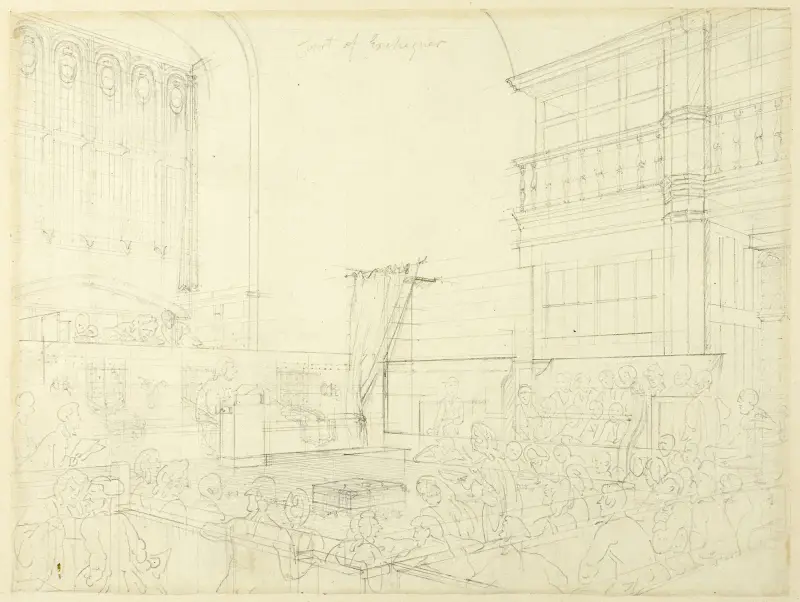 Study for Court of Exchequer, from Microcosm of London av Augustus Charles Pugin