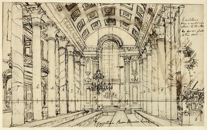 Studie für die Egyptian Hall, Mansion House, aus Microcosm of London von Augustus Charles Pugin