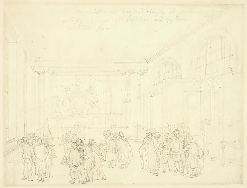 Studie för Excise Office, Broad Street, ur Microcosm of London av Augustus Charles Pugin