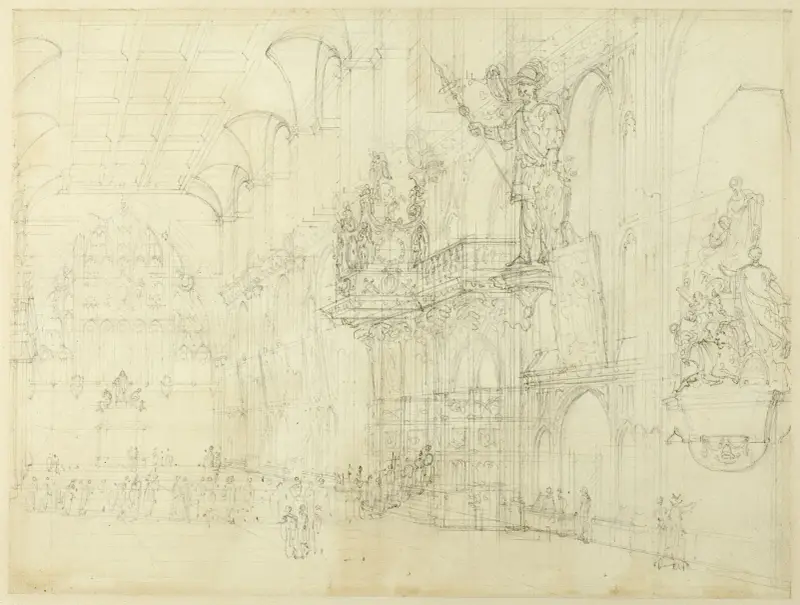 Study for Guild Hall, from Microcosm of London av Augustus Charles Pugin
