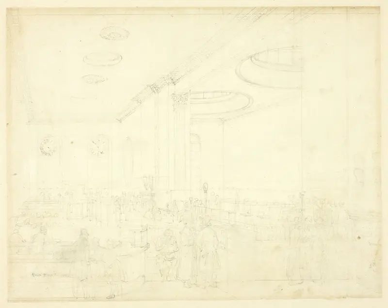 Study for Lloyd’s Subscription Room, from Microcosm of London av Augustus Charles Pugin