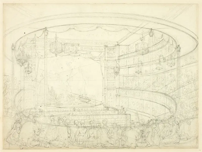 Study for Sadlers Wells Theater, 1809 – nr 2 av Augustus Charles Pugin