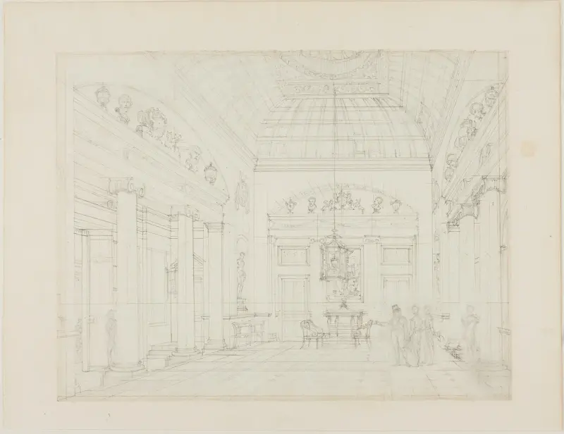 Study for The Hall, Carlton House, from Microcosm of London av Augustus Charles Pugin