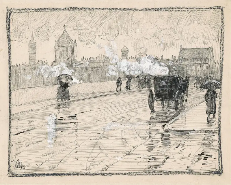 Regnig dag, Boston av Childe Hassam